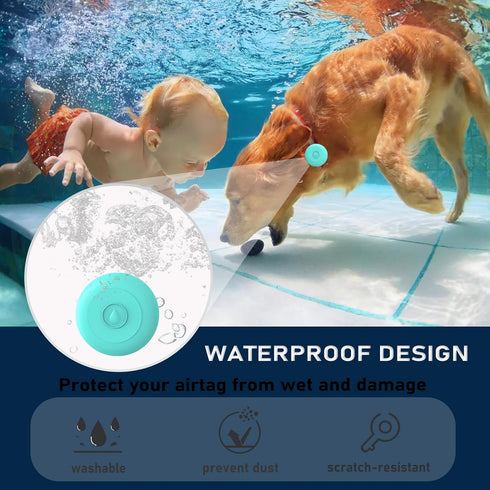 Airtag Dog Collar Holder Waterproof, Hidden Silicone Waterproof Airtag Case for Pet Cat Dog GPS Tracker, Anti-Lost Waterproof Airtag Holders Compa...