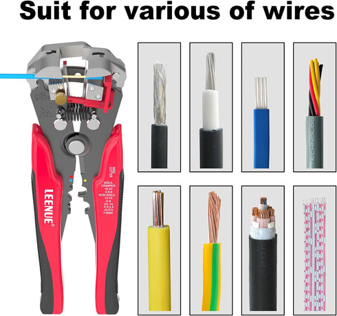 Self Adjusting Wire Stripper 3 in 1, Auto Wire Stripper for 10 AWG to 22 AWG Speaker Wire, Electrical Wire Stripping Cable Cutting Crimping Tool...
