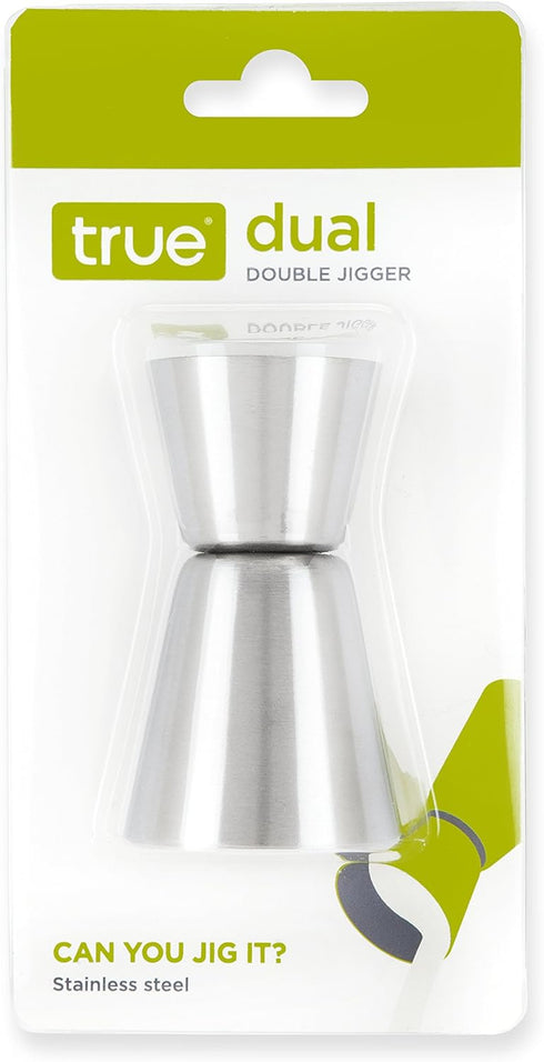 True Dual Double Jigger for Bartending, Stainless Steel Measured Jiggers, Cocktails, Mocktails, Barware, Home Bar Accessories, 1 oz & 0.75 oz Set ...