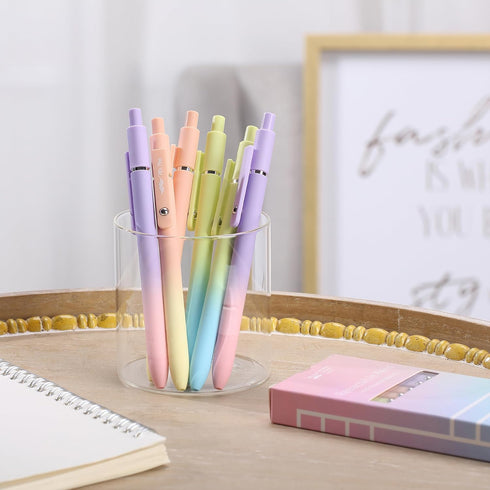 Mr. Pen- Retractable Gel Pens, 6 Pack, Gradient Color Barrels, Black Gel Pens, Fast Dry, Gel Pens Fine Point 0.5mm, Retractable Pens, Cute Pens, G...