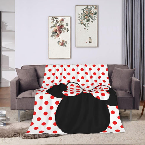 Cute Bow and Polka Dot Blanket Air Conditioner Blanket Lightweight Nap Flannel Blanket Soft for Sofa Bed Living Room Suitable for All Seasons 50"x...