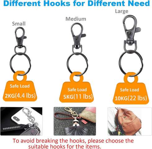 Black Keychain Key Chain Rings Clips Bulk (60pcs, Small), Swivel Lanyard Snap Hooks (32mm) X 30pcs + Key Rings X 30pcs, for Keychain Crafts Resin ...