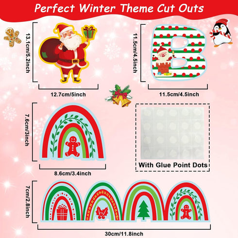 Merry Christmas Boho Rainbow Cut-Outs Be Merry Classroom Bulletin Board with Borders Set Bohemian Rainbow Cut Outs Winter Xmas Cardboard Paper Cut...