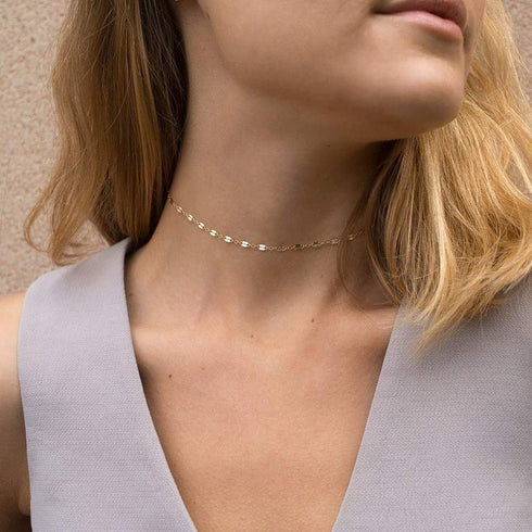 MEVECCO Gold Chain Choker Necklace,14K Gold Filled Dainty Cute Lip Clavicle Chain Long Necklace Delicate Fashion Choker Necklace Jewelry Gift for ...
