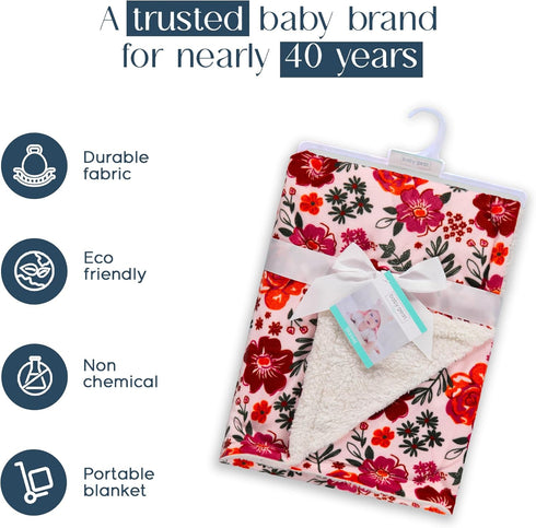 Baby Gear Soft Baby Blanket for Girl Newborn Plush Blanket for Baby 30x30 Flower Print Baby Throw Blanket...
