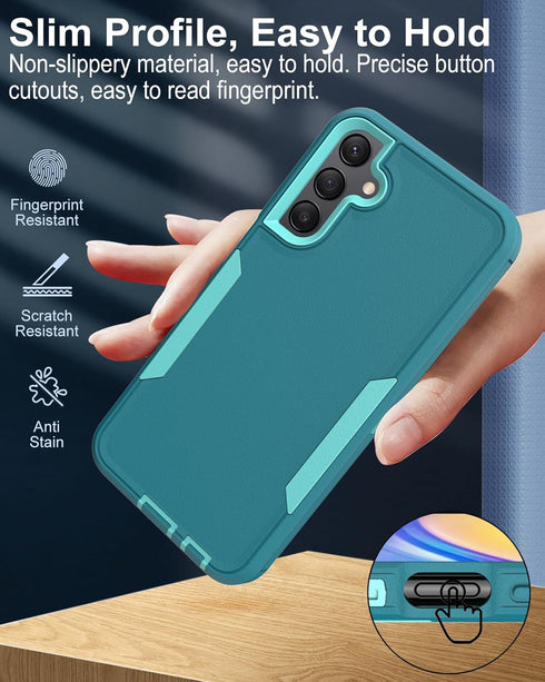 Dahkoiz for Samsung Galaxy A15-5G Phone Case, and Screen Protector, Dust-Proof Port Cover, Full Body Non-Slip Rubber Covered, Wear-Resistant & Dro...