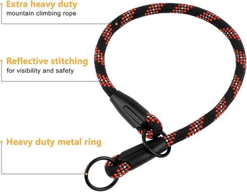 BronzeDog Rope Pro Training Dog Collar Braided No Pull Quick Release Round Lead Collars for Dogs Small Medium Large Puppy (M - 19.7" Long, Orange)...