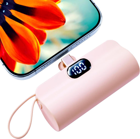 Mini Power Bank,Capsule Power Phone Charger 5500mAh,Portable Charger with Dual USB-C Ports for iPhone 15/15 plus/15 pro/15 pro Max/Android Phone/S...