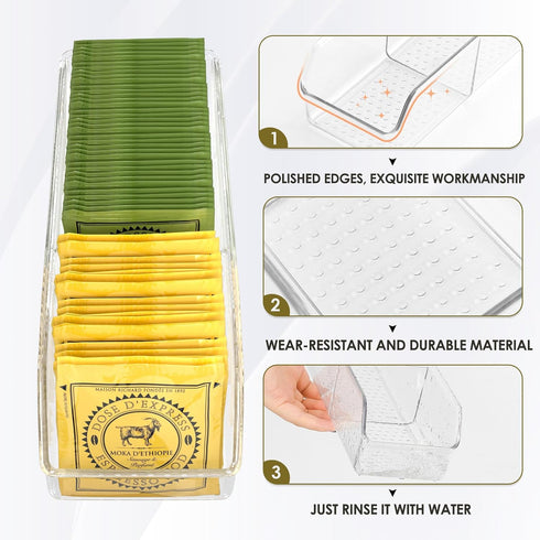 MaxGear Tea Bag Organizer Clear Plastic Tea Bag Storage Holder for Pantry, Kitchen, Cabinet, Countertop, 1 Pack...