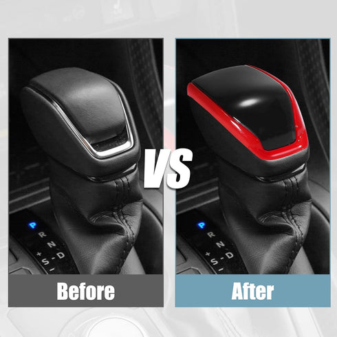 X AUTOHAUX 1PCS Car Gear Shift Knob Cover Sticker Head Trim Cover for Toyota RAV4 2019 2020 2021 for Toyota Highlander 2020 2021 Black Red...