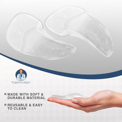 Dr. Frederick's Original Gel Pads for Metatarsal & Arch Support - 2 ct - Self-Adhesive Insoles for Foot Pain, Plantar Fasciitis & Flat Feet - Smal...