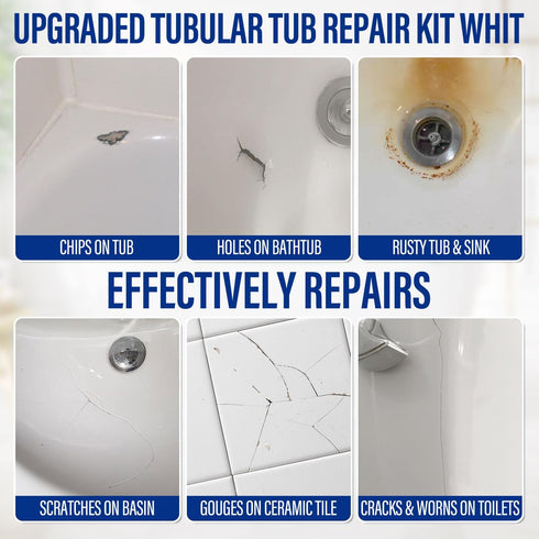 Porcelain Repair Kit, Porcelain Sink Chip Repair Kit White, Sink & Tub Repair Kit, Quickly Fix Chips, Cracks, Holes & Scratchs with Super Adhesion...