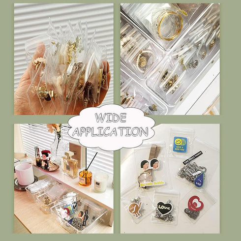 100PCS Jewelry PVC Storage Bags Self Seal Small Pouches Zipper Bag Clear Rings Earrings Packing Jewelry Transparent Lock Bags for Holding Jewelrie...