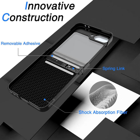 for Samsung Galaxy Z Flip 6 Case with Hinge Protection & Cover Screen Protector, Square Texture, Scratch Resistant, Shockproof, Rugged Slim Fit Ph...