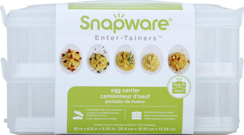 Snapware (2-Layer, 24 Eggs) Plastic Detachable Deviled Egg Carrier Storage Container With Lid and Handle, Freezer Dishwasher Microwave Safe...