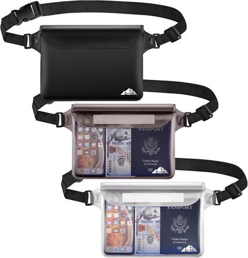 HEETA 3 Pack Waterproof Pouch, Screen Touch Sensitive Waterproof Dry Bag with Adjustable Waist Strap | Keep Your Phone and Valuables Dry | for Kay...