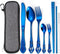 AARAINBOW 7 Pieces Stainless Steel Flatware Set Portable Reusable Cutlery Set Travel Utensils Set Including Chopsticks Knife Fork Spoon Straws Cle...