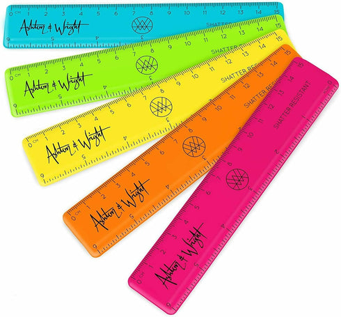Ashton and Wright - Classic HB Pencils, 15cm Rulers, Erasers, Z-Grip Smooth - Neon Set of 25...