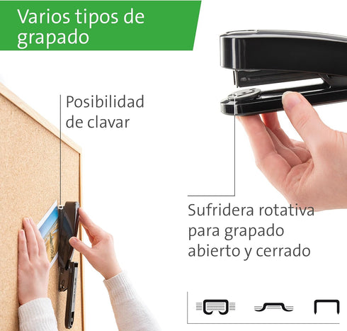 Novus B2 re+New Stapler, 25 Sheet Capacity, Made of 95% Recycled Plastic, German Engineered, Staple|Pin|Tack, 10 Yr. Warranty, Black re+New Specia...