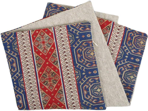 Boho Throw Pillow Covers Red and Blue - 18 x 18 Inches Decorative Kilim Pillows, Oriental Room Decor for Couch, Bohemian Outdoor Case for Farmhous...