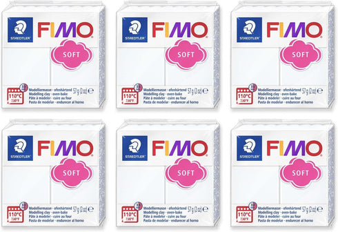 FIMO Soft Polymer Oven Bake Modelling Clay - 57g Blocks - Set of 6 - White...