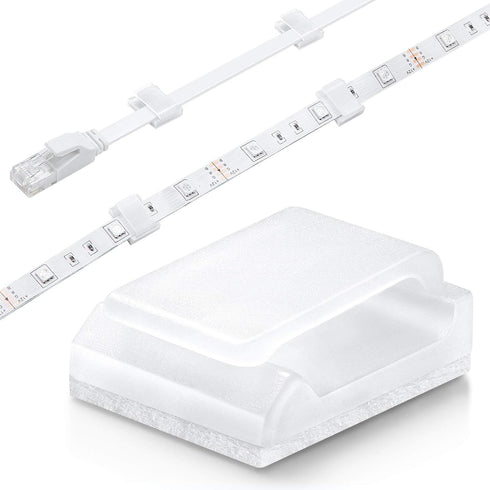 Cable Tidy Management Self Adhesive Cable Clips,100Pack Clamps Fix Led Light Clips (for 10mm(3/8") Wide Strip Light)...
