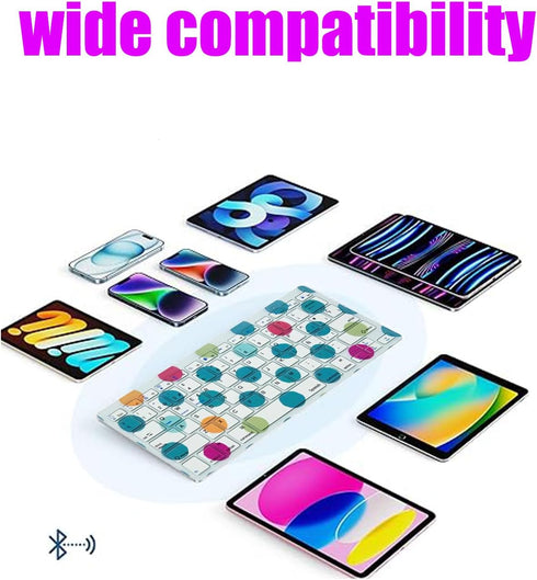 Spanish Wireless Bluetooth Functional Shortcuts Color Keyboard Compatible for iPad, iPad Pro,iPhone,iOS,Mac OS,Android Tablets,Windows(Battery Not...