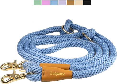 7FT Multifunctional Rope Dog Leash,Hands Free Dog Leash, Crossbody Rope Leash, Adjustable Long Leash for 2 Dogs (7ft*12mm, Airy blue)...