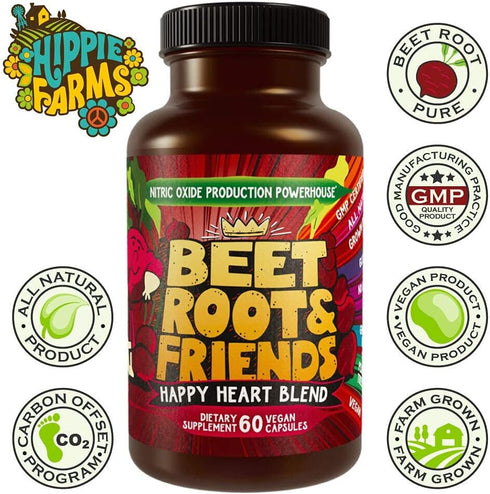 Beet Root Capsules - Circulation, Heart-Healthy Energy - w Grape Seed Extract & Ginseng 60 Count Vegan...