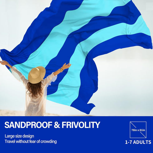 Beach Blanket Oversized Extra Large 78" X 81",Waterproof Sandproof Beach Blanket 1-7 Adults Lightweight Durable for Travel Camping Hiking Picnic...