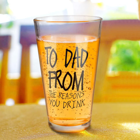 Fathers Day Dad Gifts from Daughter Son Wife,16 OZ Funny Beer Glass Gifts for Dad Men Husband Grandpa Step Dad Him,Bonus Dad Personalized Gifts fo...