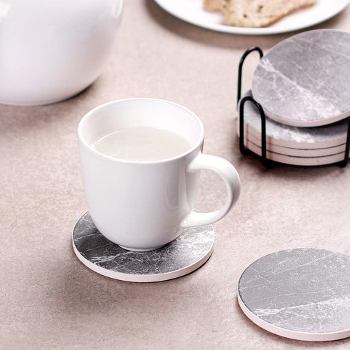 LIFVER Coasters for Drinks Absorbent, Living Room Decor, Ceramic Coasters Set of 6 with Cork Base, Protect Wooden Table or Furniture from Scratche...