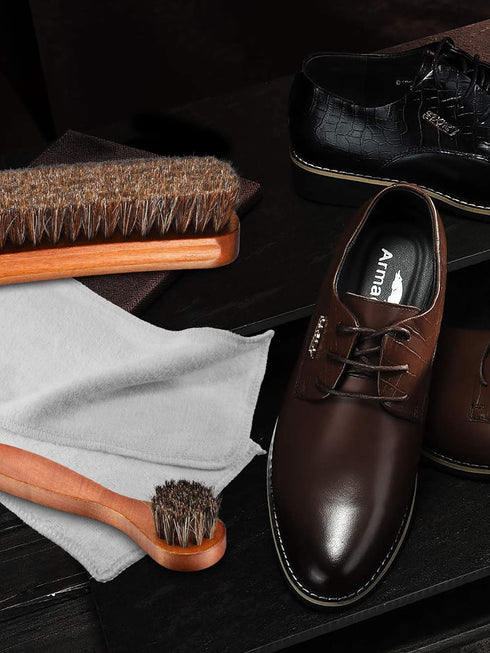 3 Pieces Horsehair Shine Shoes Brush kit Polish Dauber Applicators (F)...