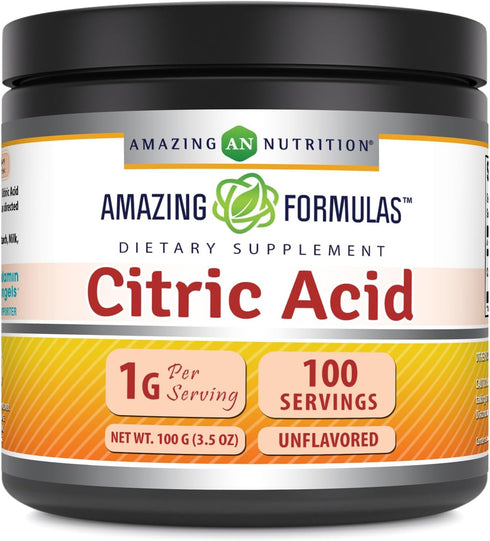 Amazing Formulas Citric Acid Powder Supplement | 100 Grams Per Serving | 454 Servings | Unflavored | Non-GMO | Gluten-Free | Made in USA...