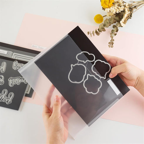 Briartw 12 PACK Storage Bag,Resealable Plastic Envelopes Pockets for Cutting Dies Stencil Crafts Organizer Holder,9.25x6.89" Clear Storage Envelop...