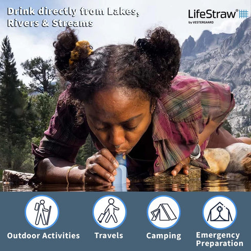 LifeStraw Peak Series Personal Water Filter for Hiking, Camping, Travel, and Emergency Preparedness, 1 Pack, Mountain Blue...