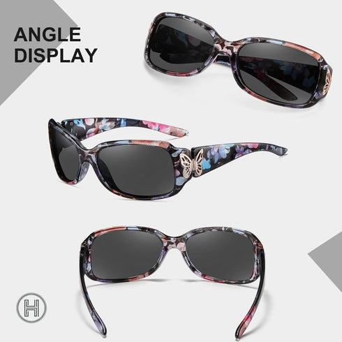 Women's Polarized Sunglasses - Fashionable Wraparound Butterfly Design with UV400 Protection...