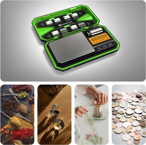 Digital Pocket Scale 200g/0.01g, Digital Scale Grams, Jewelry Scale, Coins Scale with 50g Cal Weights for Powder, Weed (Battery Included)-Fluoresc...