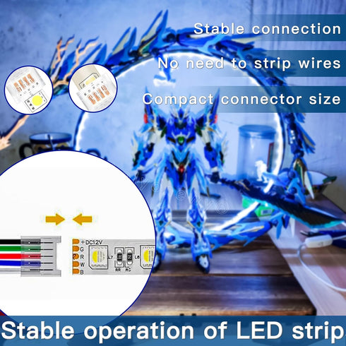 90 Degree Angle 4 Pin Track Lighting Connectors 10Mm Wide Unwired Gapless Solderless Transparent Extension Wire L Shape Led Corner Connectors(6Pcs...