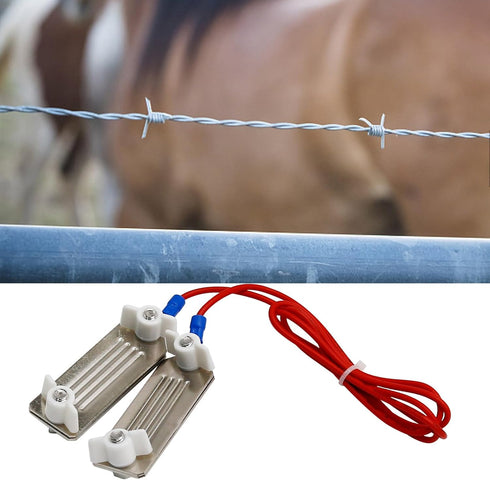 2 Pack Electric Fence Tape Connector, Polytape to Polytape Connector, Polytape to Energizer Connector, with 90 cm Wire (to Polytape)...