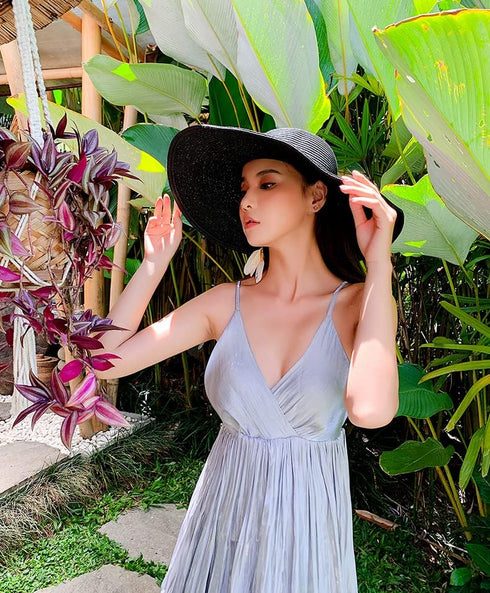 Women's Ridge Wide Floppy Brim Summer Hat Large Brimmed Garden Beach Sun Hat Big Summer Sun Hat Straw Cap Party Garden Travel Black...