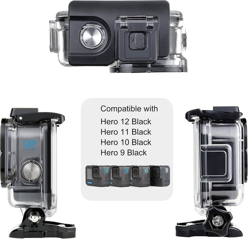 SOONSUN Waterproof Case for GoPro Hero 12 11 10 9 Black Camera, 60M Underwater Protective Dive Housing Case with Cold Shoe Mount Adapter for Go Pr...