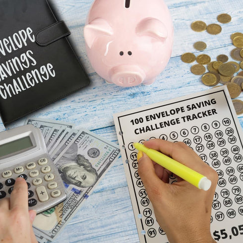 Flownwing 100 envelopes money saving challenge Envelope Savings Challenge Budget Binder Book with Cash Envelopes - Money Saving Binder for Finance...