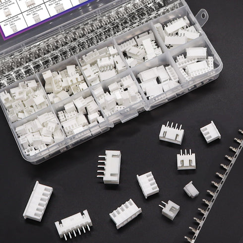 Taiss 560PCS 2.54mm JST-XH Connector Kit 2.54mm 2/3/4/5/6 Pin Housing Female and Male Adapter Cable Connector Plug,JST Connector Female Pin Head C...
