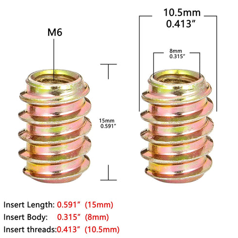 80 Pieces 1/4"-20 Flush Nut Inserts Wood Bolt Furniture Headless Screw in Nut Threaded Fastener Connector for Wood Furniture Assortment (1/4"-20 x...