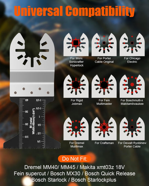 24 Pcs Oscillating Tool Blade, Universal Wood Metal Oscillating Saw Blades, Quick Release Multi Tool Blades Kits Compatible with Dewalt, Milwaukee...