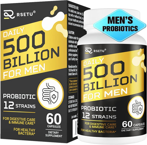 Probiotics for Men, 500 Billion CFU 12 Strains Mens Probiotic with Turmeric Cranberry & Goji, Gut Health for Men, Probiotics for Men Digestive Hea...