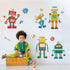 Yovkky Robots Educational Wall Decals Stickers, Bulb Gear Baby Boys Room Nursery Playroom Decor, Clockwork Wrench Toddler Kids Bedroom Home Classr...