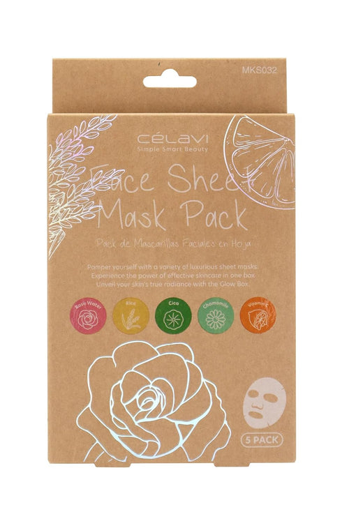 Celavi Essence Facial Sheet Face Mask Classic Authentic Korean Moisturizing Skincare, Pack of 5 (LIMITED EDITION)...