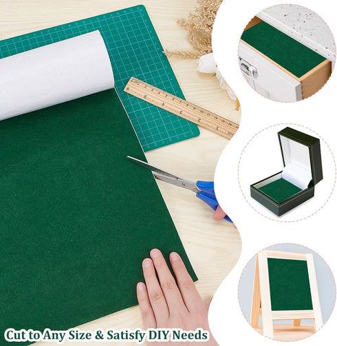 BENECREAT 15.7x78.7 Green Self-Adhesive Felt Fabric Shelf Liner for DIY Costume Making, St. Patrick Decorations, Jewelry Drawer Box Fabric Peel St...